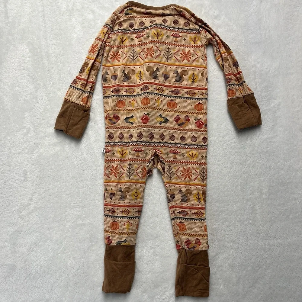Little Sleepies Harvest Fair‎ Isle Sleeper Baby Sz 0-3m Fall Forest Acorn Leaves